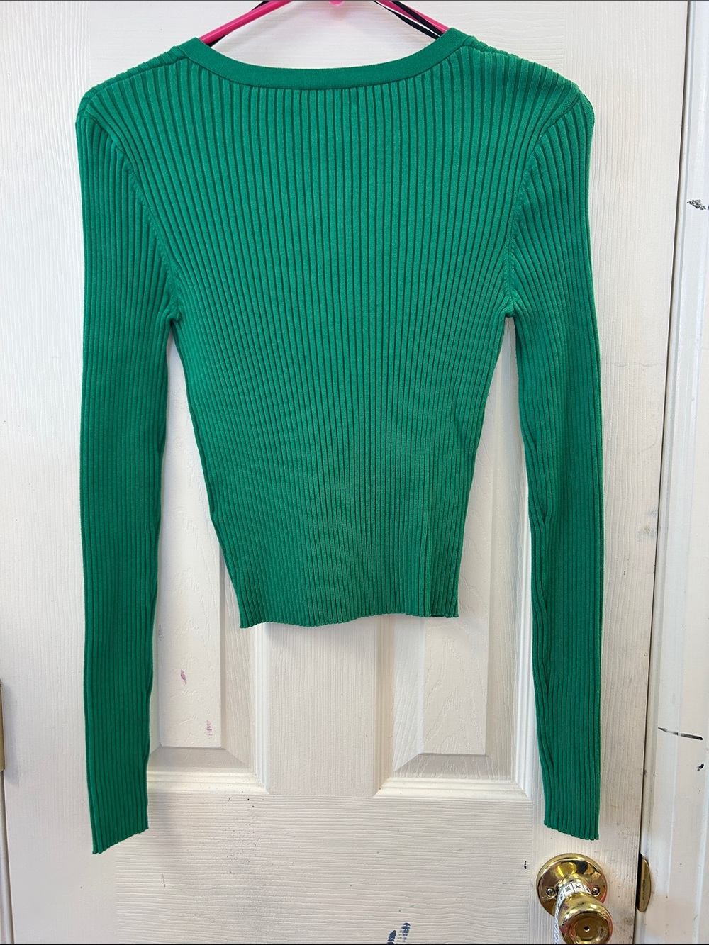 H&M Emerald Green Ribbed V-Neck Cardigan - Picture 4 of 4
